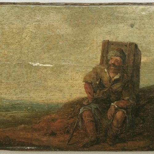 Null German Romantic (mid 19th c.) ''Wanderer/merchant in wide landscape'' sitti&hellip;