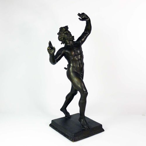Null Satyr (20th c.) with arms stretched upwards; bronze, dark patina; on square&hellip;