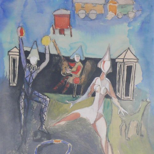 Null Becker, Curth Georg (Singen 1904 - 1972) "'马戏团艺术家'"；水彩画/混合媒体；来自1938年；右上方有签名&hellip;