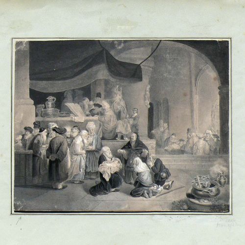 Null Hess, Hieronymus (Basel 1799 - 1850) ''Darbringung im Tempel''; vielfigurig&hellip;