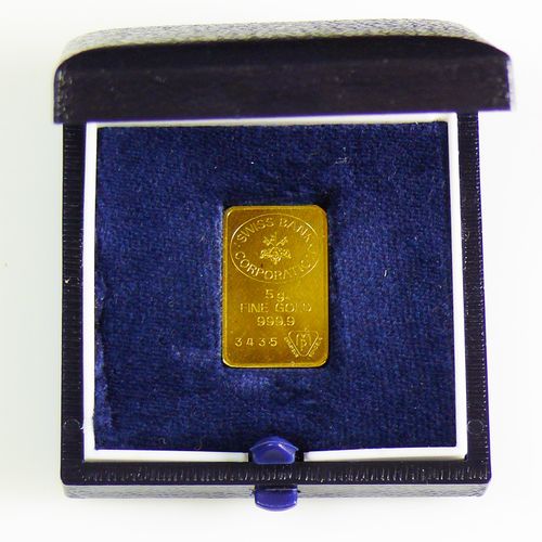 Null 
Lingote de oro de 5 g
Swiss Bank Corporation; oro fino 999,9; en caja orig&hellip;