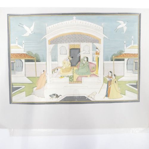 INDE XXe SIÈCLE 
Trois miniatures indiennes 
Pigments polychromes et or sur papi&hellip;