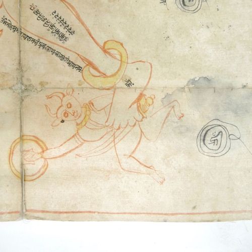 INDE XIXe ET XXe SIÈCLES 
Diagramme astrologique de Hanuman et une peinture de l&hellip;