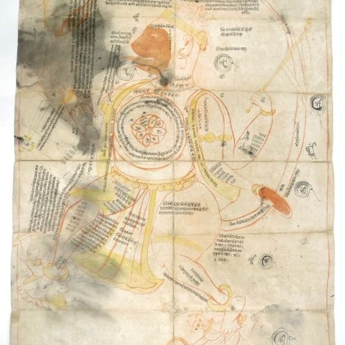 INDE XIXe ET XXe SIÈCLES 
Diagramme astrologique de Hanuman et une peinture de l&hellip;