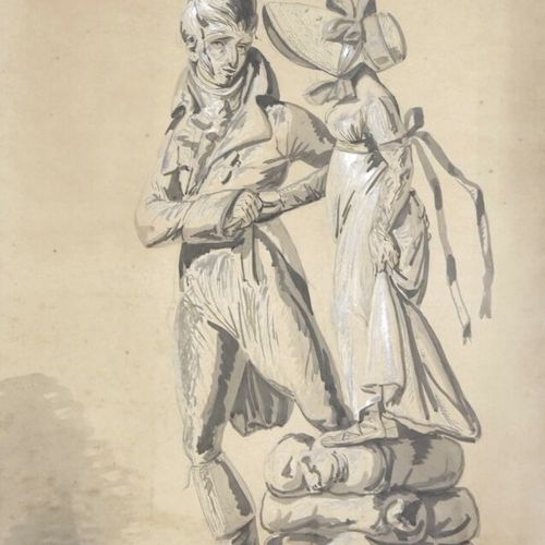Attribué à Pierre Jean Van REGEMORTER (Anvers 1755 1830) 
Couple galant : « la d&hellip;