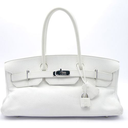 HERMÈS 
Birkin shoulder 
White grained leather bag with two handles, padlock, tw&hellip;