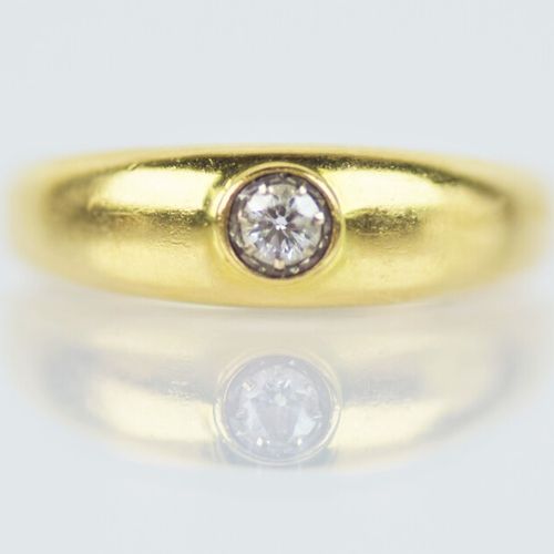 Null Bague jonc en or jaune 750/1000 en serti clos d'un diamant taille brillant &hellip;