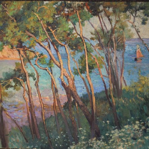 Null DABADIE Henri (1867-1949), attribué à

"Arbres devant la mer, un voilier"

&hellip;