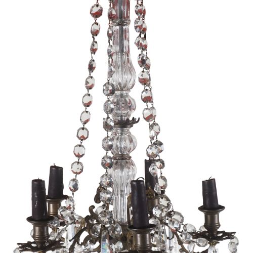 LOUIS XVI STYLE BRASS AND MOLDED GLASS FIVE-LIGHT CHANDELIER CHANDELIER A CINQ L&hellip;