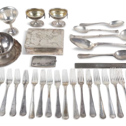 GROUP OF DANISH SILVER FLATWARE AND OTHER TABLE ITEMS, 19TH CENTURY AND LATER GR&hellip;