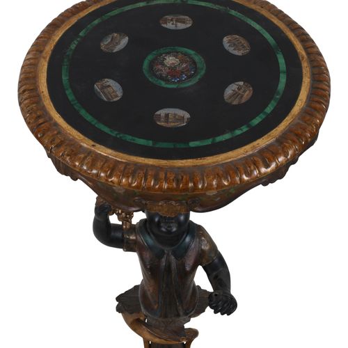 ITALIAN ROCOCO STYLE FIGURAL GILT POLYCHROMED MICROMOSAIC SIDE TABLE, LATE 19TH &hellip;