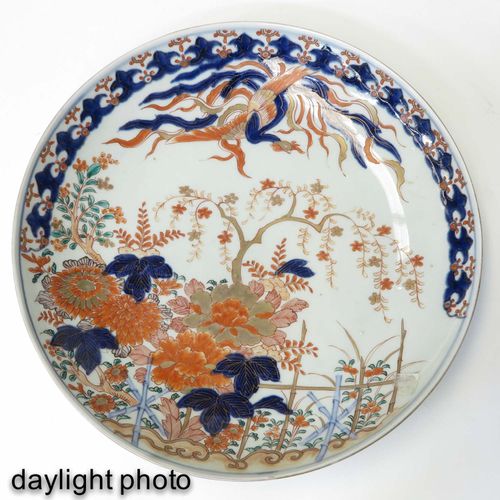 An Imari Decor Charger Depicting scene in garden with bird of paradise, 31 cm. I&hellip;