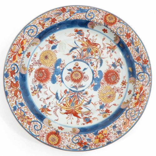 An Imari Decor Charger Floral decor in iron red, blue and gilt accents, circa 18&hellip;