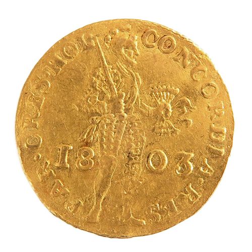 A Lot of 2 Gold Coins Inklusive 1 Gold Dukat 1803 und 1 7 Gulden Goldmünze, 21 m&hellip;