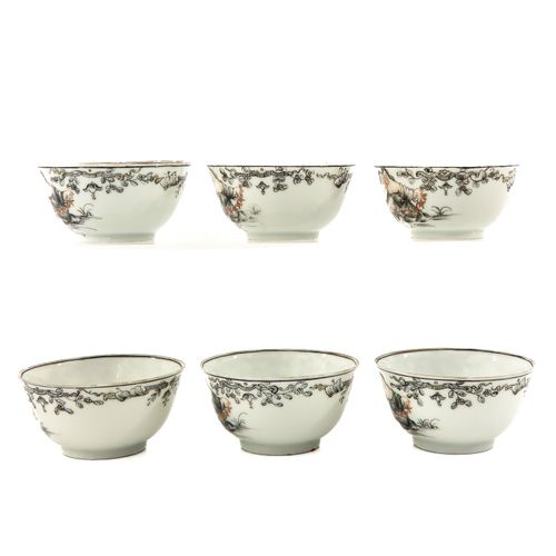 A Collection of Encre de Chinese Cups and Saucers Including 6 cups and saucers, &hellip;