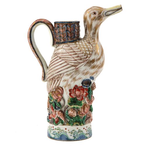 Null A Figural Imari Pitcher
Depicting bird with flowers, 22 cm. Tall, handle is&hellip;