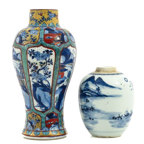 Null Vase et pot de gingembre
Décors paysagers, vase de 24 cm. Et restauré.