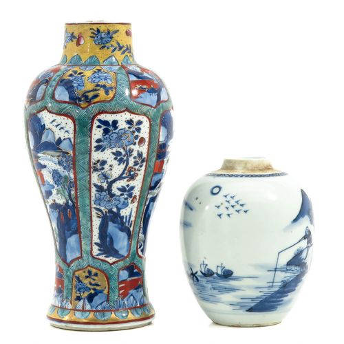 Null Vase et pot de gingembre
Décors paysagers, vase de 24 cm. Et restauré.