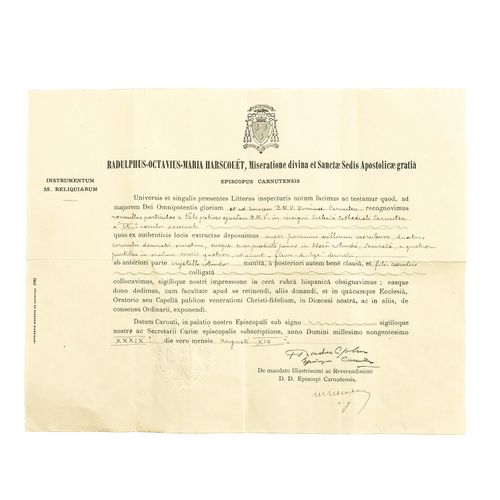 Null Ein Reliquienhalter mit Zertifikat
Mit Reliquie der Dominae Carnutes, 11 x &hellip;