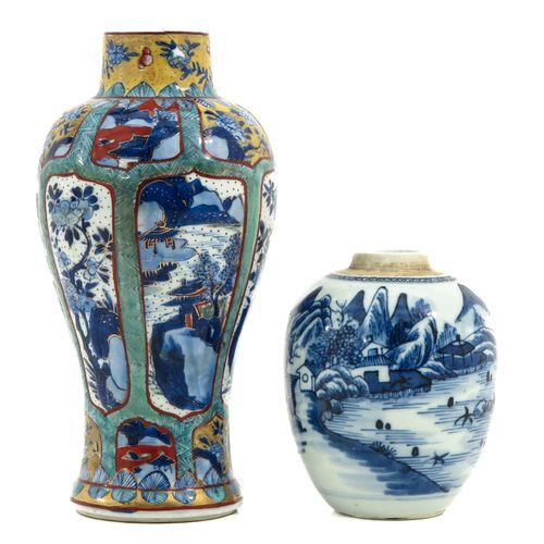 Null Eine Vase und ein Ingwerkrug
Landschaftliche Dekore, Vase ist 24 cm. Und re&hellip;