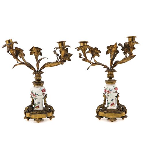 Null A Pair of Famille Rose Candleabras
Converted from vases, with bronze fittin&hellip;