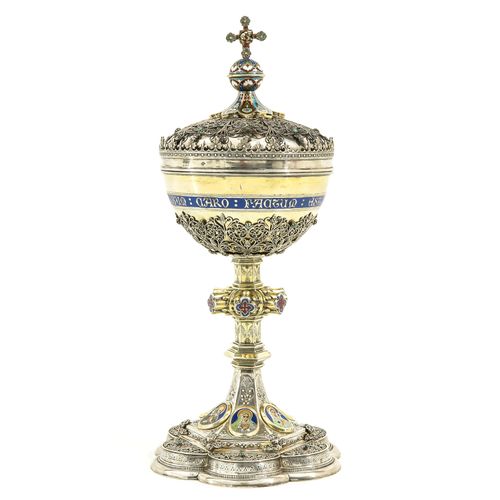 Null Silbernes Ziborium mit Emaille-Plaketten und Türkis
Wunderschön verziert mi&hellip;