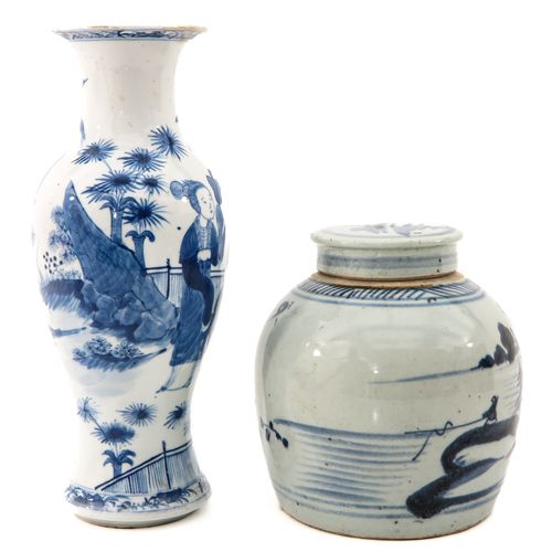 Null 花瓶和姜罐
蓝色和白色的风景和花园装饰，花瓶是30厘米高，在不同的条件下。
