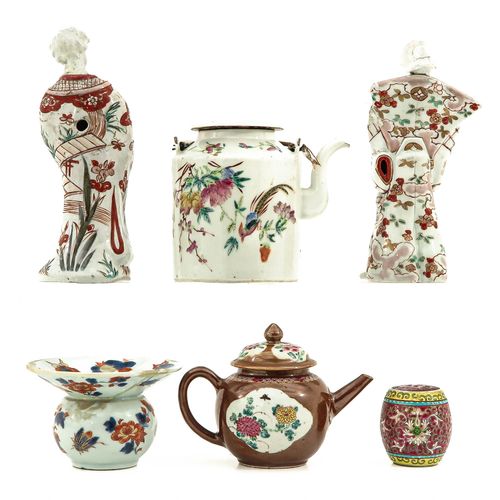 Null A Diverse Collection of Porcelain 
8 pieces, Including Imari spittoon, scul&hellip;