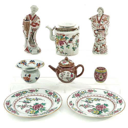 Null A Diverse Collection of Porcelain 
8 pieces, Including Imari spittoon, scul&hellip;