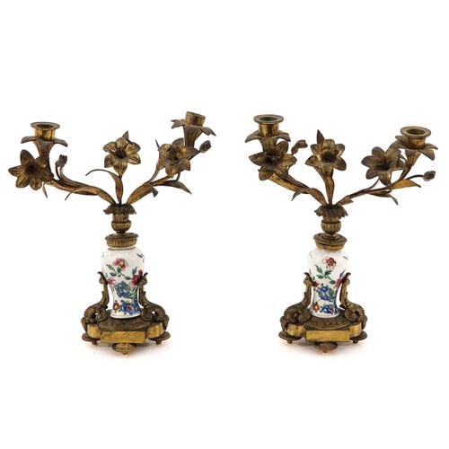 Null A Pair of Famille Rose Candleabras
Converted from vases, with bronze fittin&hellip;