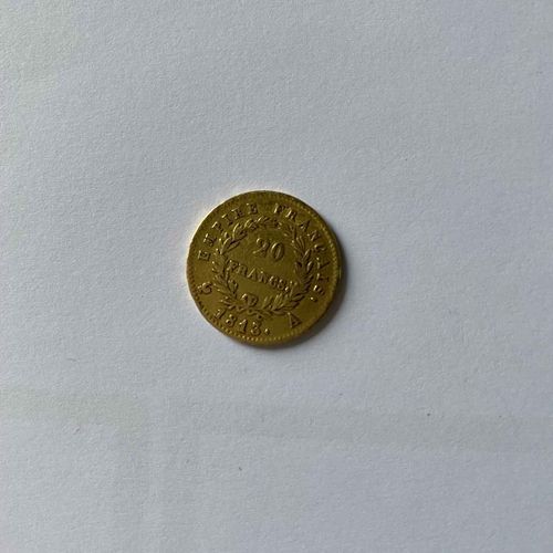 Null 1 moneda de 20 francos de oro cabeza de Napoleón laurel 1813