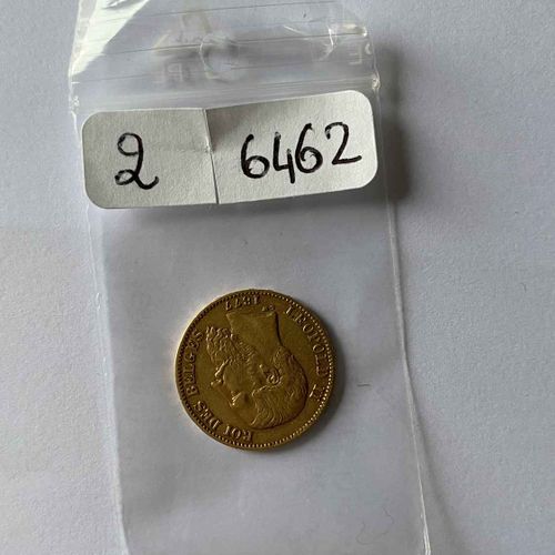 Null 1 pieza de 20 francos de oro Leopoldo II 1877