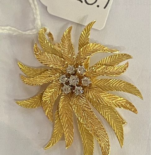 Null Pendant / Brooch 2 gold, enhanced with 7 brilliant-cut diamonds, for ~ 0,30&hellip;