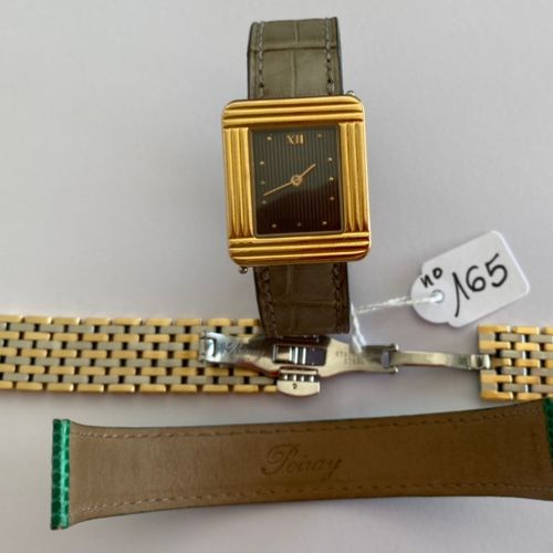 Null 黄金和精钢表，签名 - POIRAY - Ma Première - 22.5 x 26mm - 可更换的金和精钢表带，折叠扣和3条鳄鱼皮表带，POI&hellip;