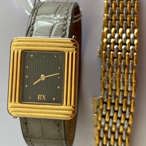 Null Yellow gold and steel watch, signed - POIRAY - Ma Première - 22.5 x 26mm - &hellip;