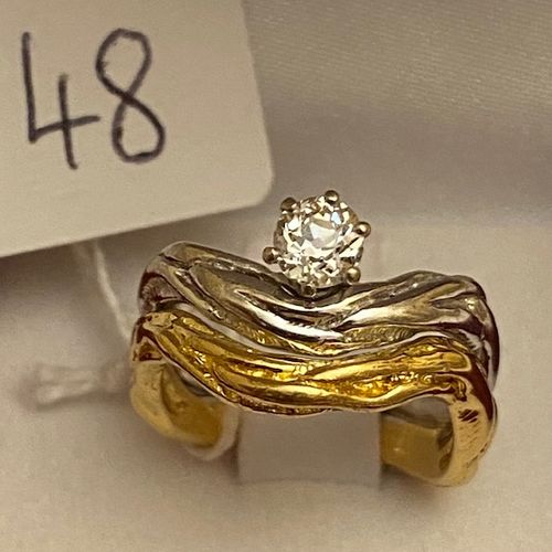 Null Anillo " Vague " 2 oro, firmado - GILBERT ALBERT - G.A - engastado con un d&hellip;