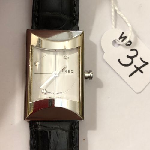 Null Reloj de señora de acero, firmado - FRED - CUT - índices engastados con dia&hellip;