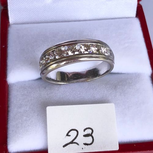 Null 白金戒指1/2婚戒，镶嵌8颗美丽的明亮式切割钻石 - H / V.S - 为 ~ 0.80ct。TDD / 53 - 5.2g