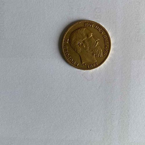 Null 1 pieza de 20 francos de oro Leopoldo II 1877