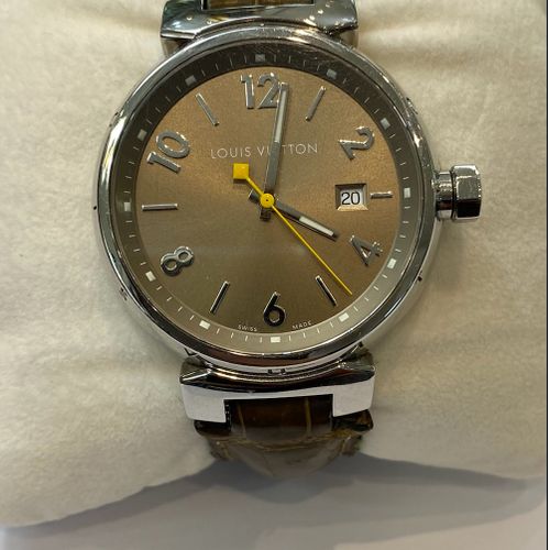 Null Reloj de acero, firmado - LOUIS VUITTON - TAMBOUR - 33mm - Cuarzo con fecha&hellip;