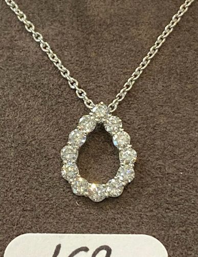 Null Catena d'oro bianco con pendente "Drop" in oro bianco, con 12 diamanti tagl&hellip;