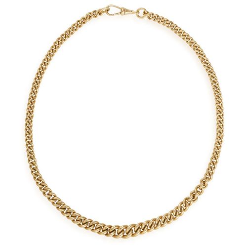 Null A 9K GOLD NECKLACE, composed of graduating curb links, each stamped 375, le&hellip;