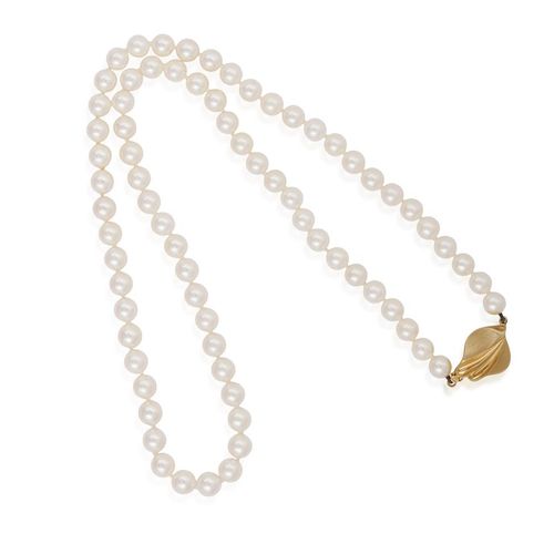 Null A CULTURED PEARL NECKLACE BY MIKIMOTO, composed of a single row of round sh&hellip;