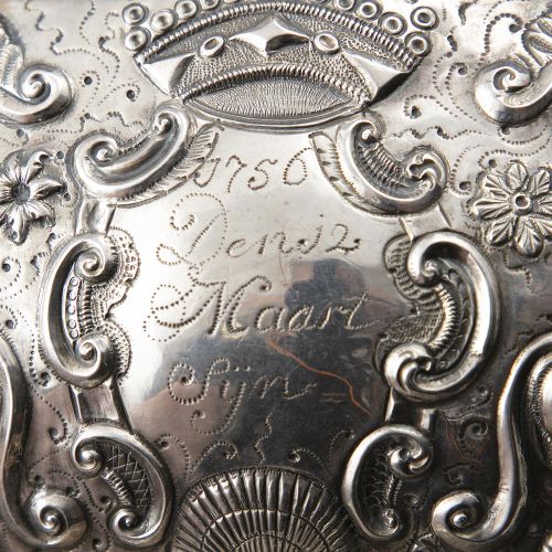 Null A CONTINENTAL SILVER OVAL BRANDY BOAT, inscribed date 1756, 26cm wide acros&hellip;