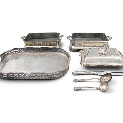 Null A LARGE SHEFFIELD SILVER PLATED TRAY, of waisted rectangular form, with rai&hellip;