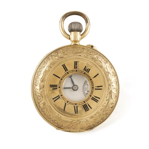 Null A GROUP OF THREE POCKET WATCHES, an 18K gold half hunter pocket watch with &hellip;