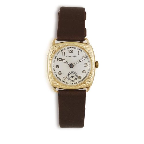 Null A LADY'S 14K GOLD WRISTWATCH BY TIFFANY & CO. CIRCA 1930, of manual wind mo&hellip;