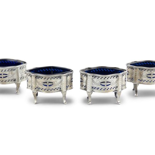 Null A MATCHED SET OF FOUR VICTORIAN SILVER SALTS, London c.1892 and c.1895, mar&hellip;