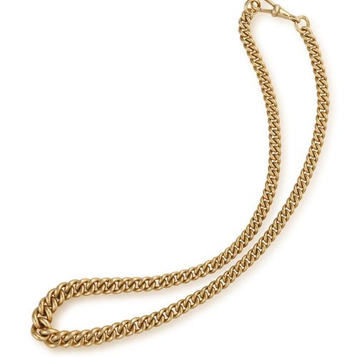 Null A 9K GOLD NECKLACE, composed of graduating curb links, each stamped 375, le&hellip;