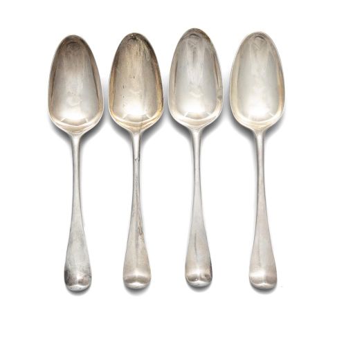 Null A GROUP OF FOUR GEORGE III SILVER HANOVERIAN PATTERN TABLE SPOONS, London c&hellip;